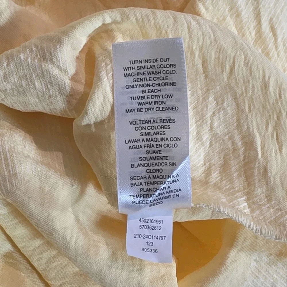 Chicos‎ Textured Ruffle Sleeve Top Small Blouse Yellow Romantic Feminine Casual - Picture 5 of 7